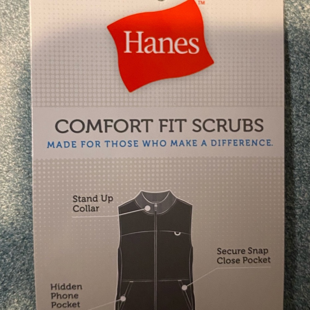 Hanes Women’s Navy Blue Comfort Fit Scrubs Vest Size Small - Picture 7 of 9